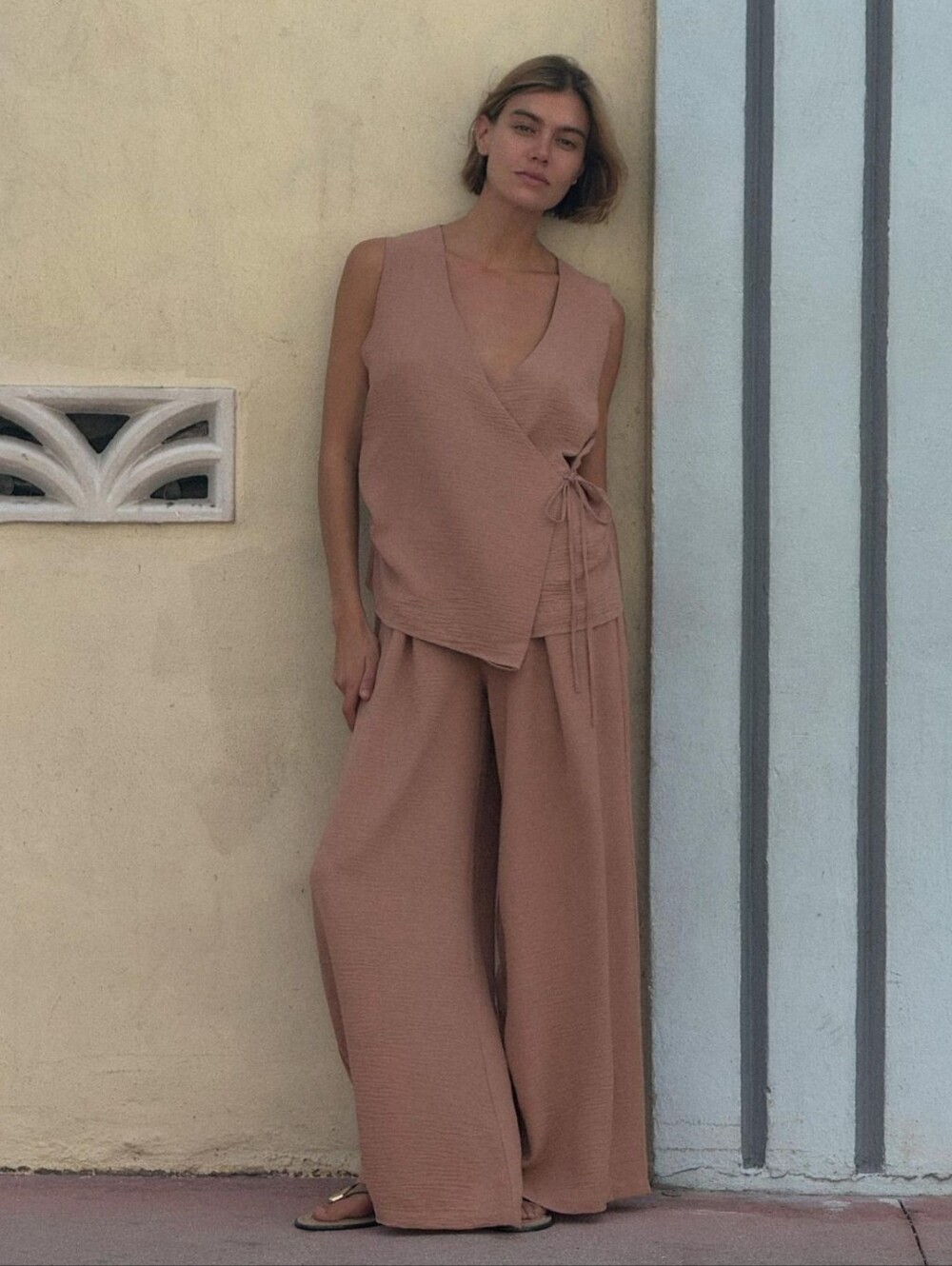 Zara Wide Leg Pants In Dusty Rose